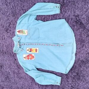 Vintage Trends Native American Art Denim Button up Shirt